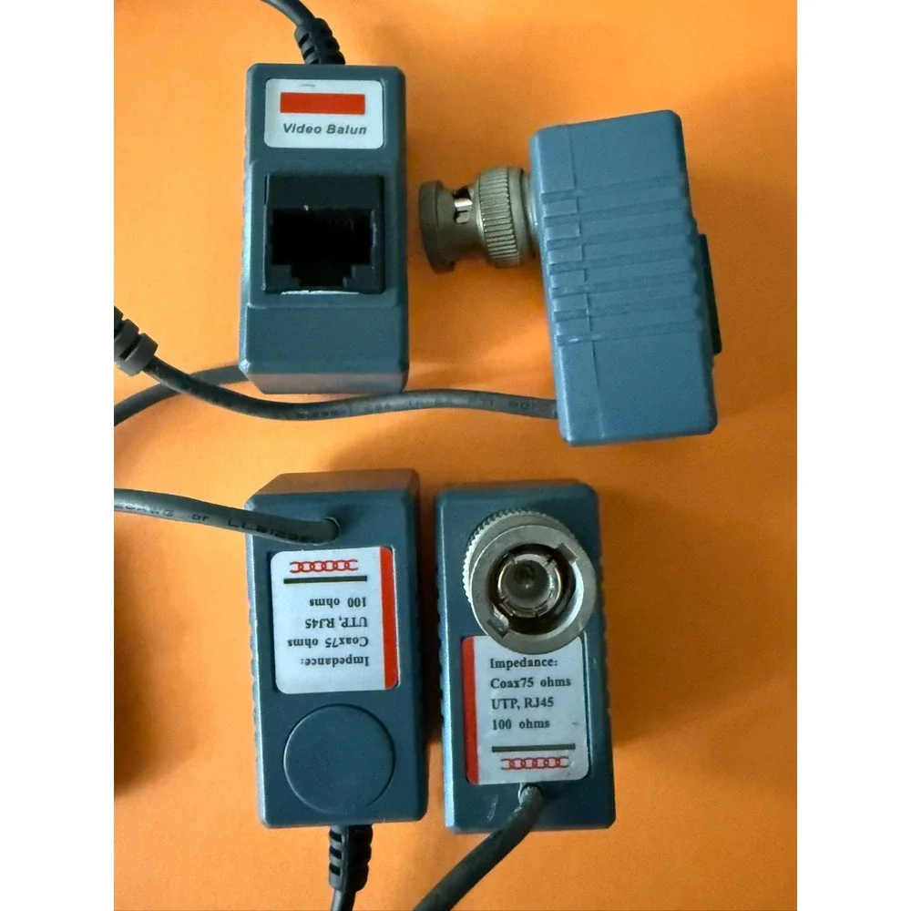 2 pair, 1 Port Passive Power Video Balun Over Cat5 Security Camera